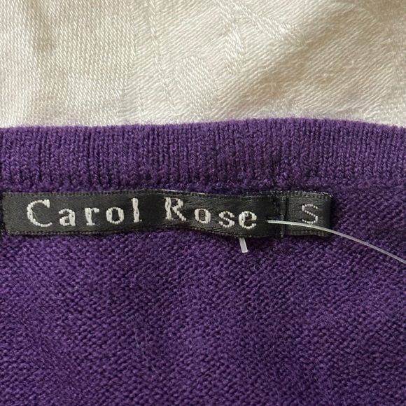 ❤️2/$15 or 3/$21❤️ NWT Carol Rose Deep Purple Cardigan, Size Small - Picture 6 of 9